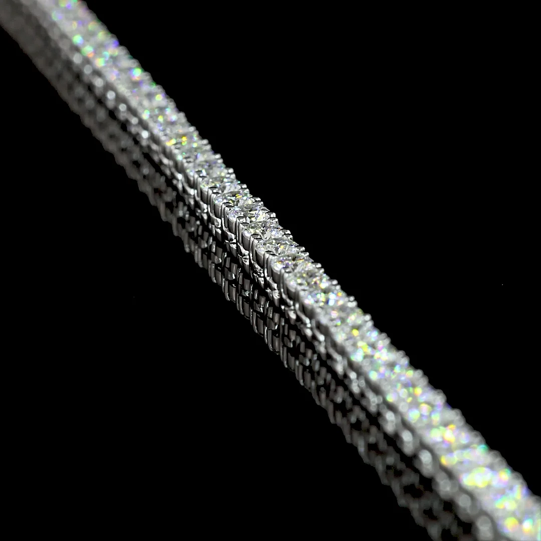 6.99 Cts 14k White Gold Round Shape Tennis Necklace - Image 2 (4)