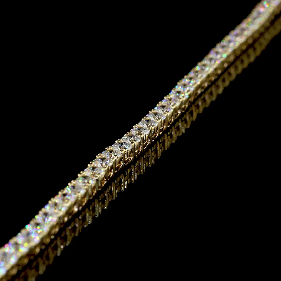 9.24 Cts 14k Yellow Gold Round Shape Tennis Necklace - Image 2 (4)