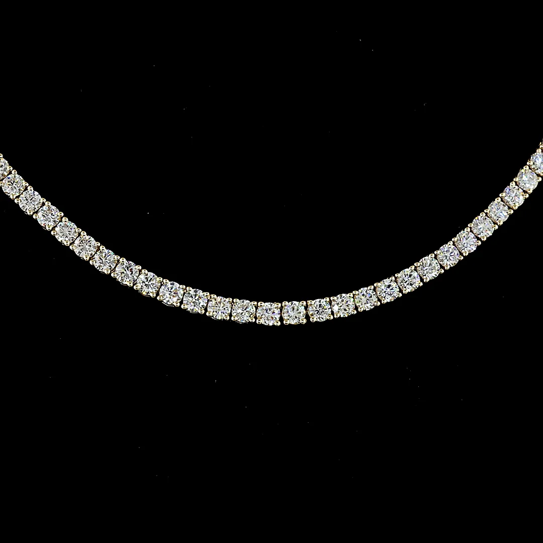 9.24 Cts 14k Yellow Gold Round Shape Tennis Necklace - Image 3