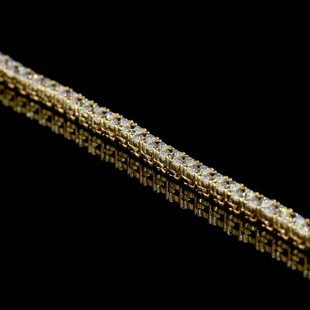 9.24 Cts 14k Yellow Gold Round Shape Tennis Necklace - Image 4