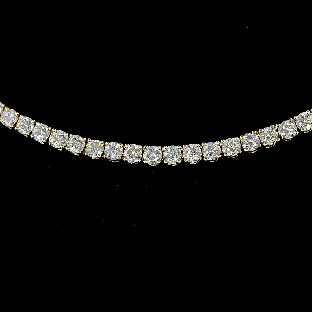 7.45 Cts 14k Yellow Gold Round Shape Tennis Necklace - Image 3 (3)