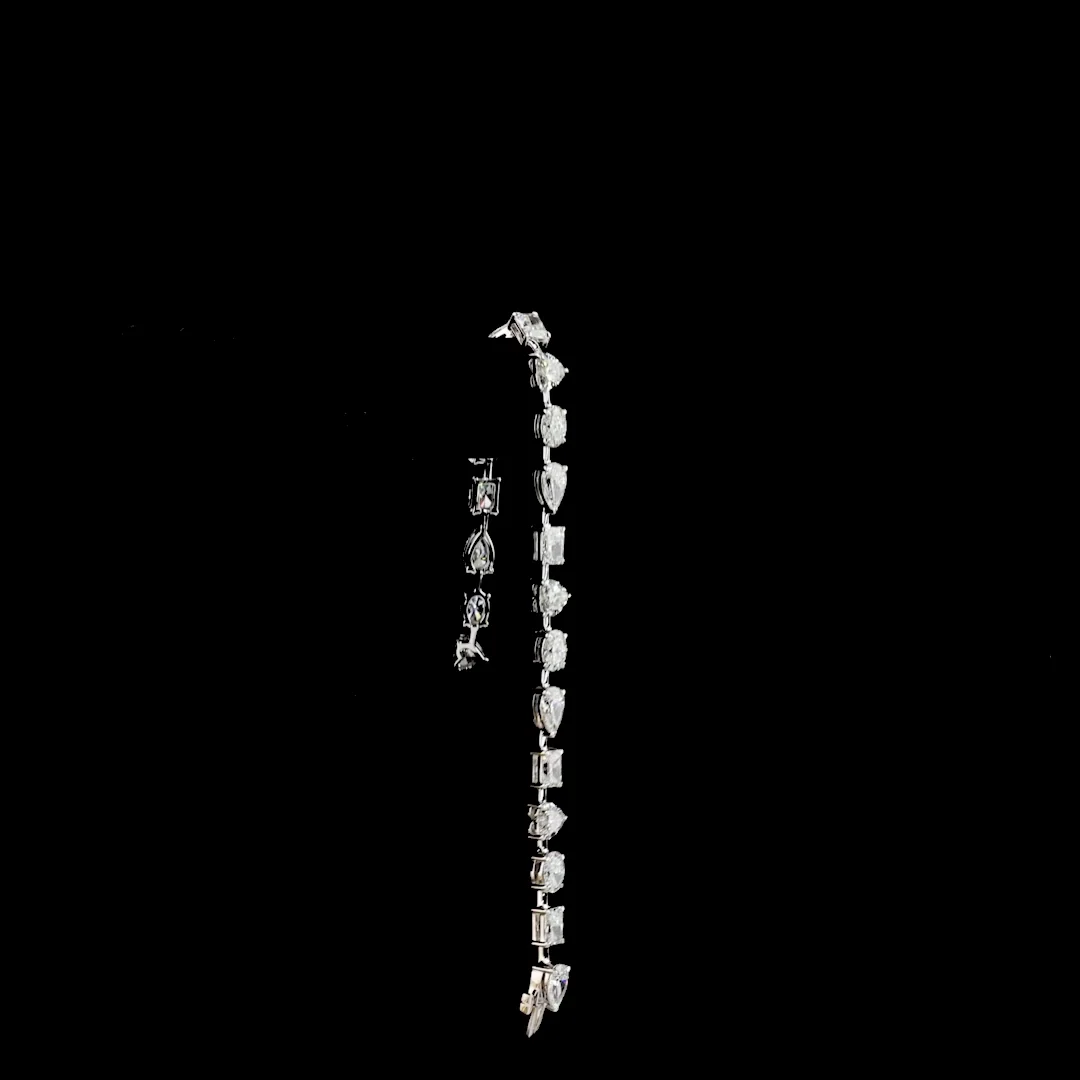 11 Cts 14k White Gold Mix Shape Station Bracelet - Image 3