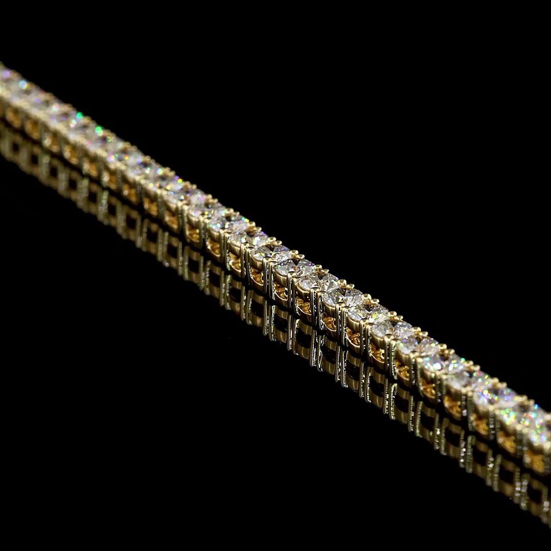 4 Cts 14k Yellow Gold Round Shape Tennis Bracelet - Image 2