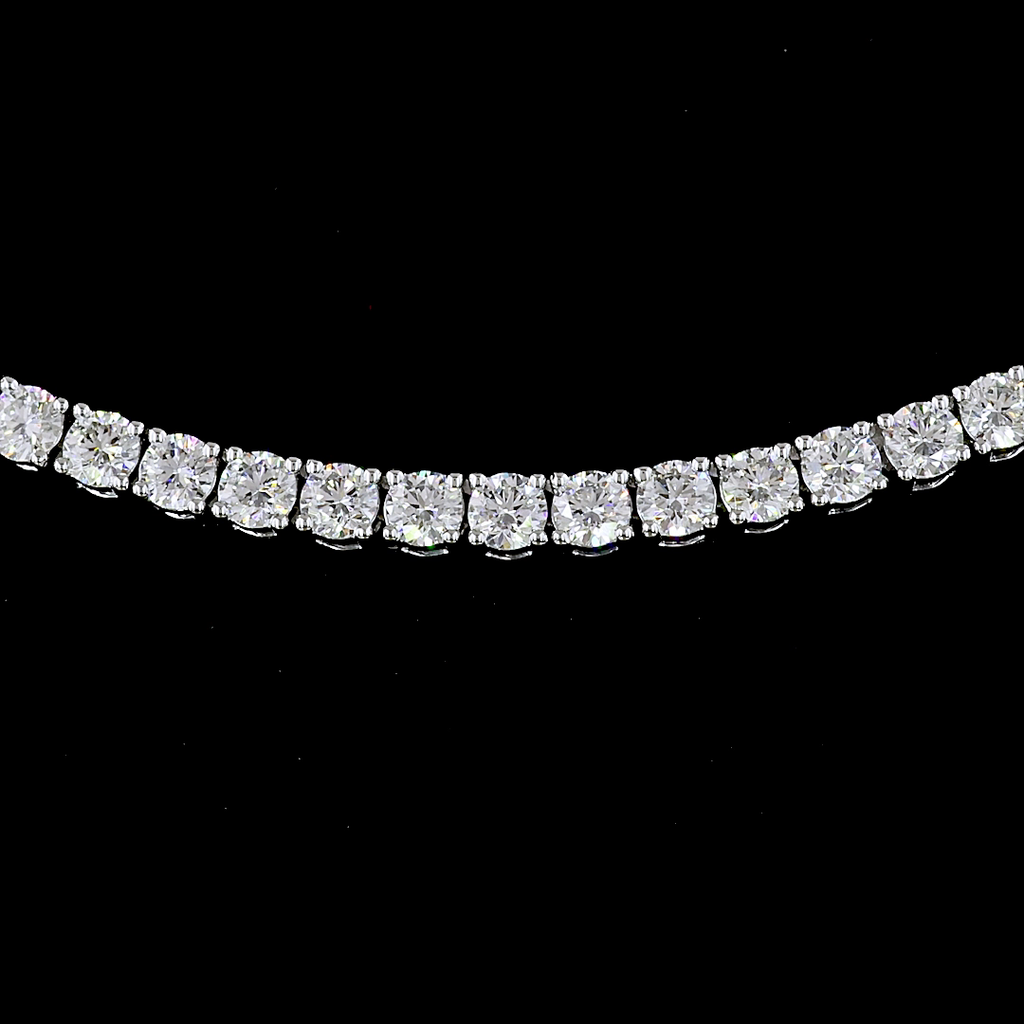 8.08 Cts 14k White Gold Round Shape Tennis Necklace - Image 3
