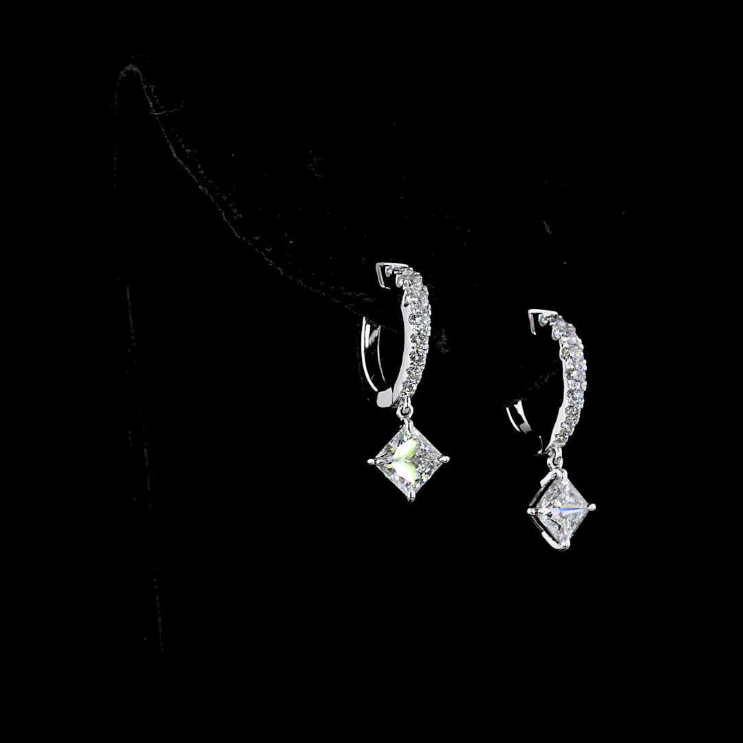 2.24 Cts 14k White Gold Mix Shape Hanging Earring - Image 2