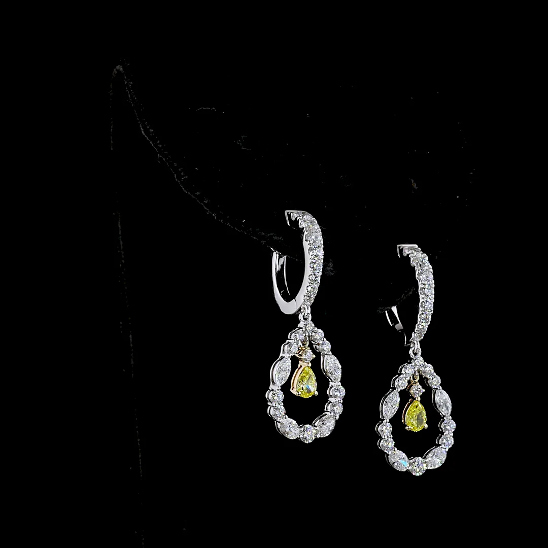 2.06 Cts 14k Two Tone Mix Shape Hanging Earring - Image 2