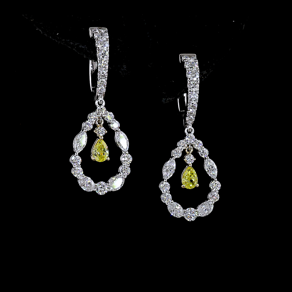 2.06 Cts 14k Two Tone Mix Shape Hanging Earring - Image 4