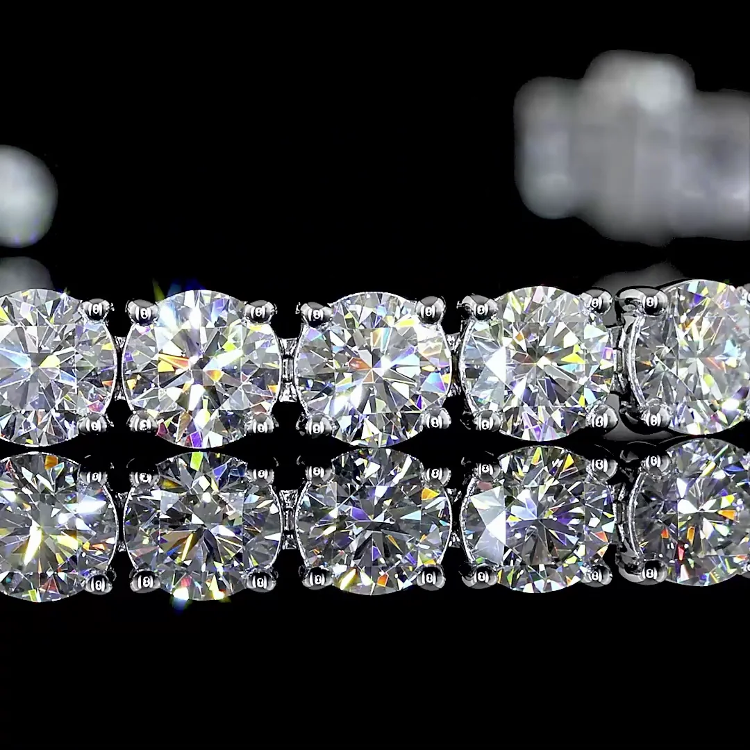 6.96 Cts 14k White Gold Round Shape Tennis Bracelet - Image 2