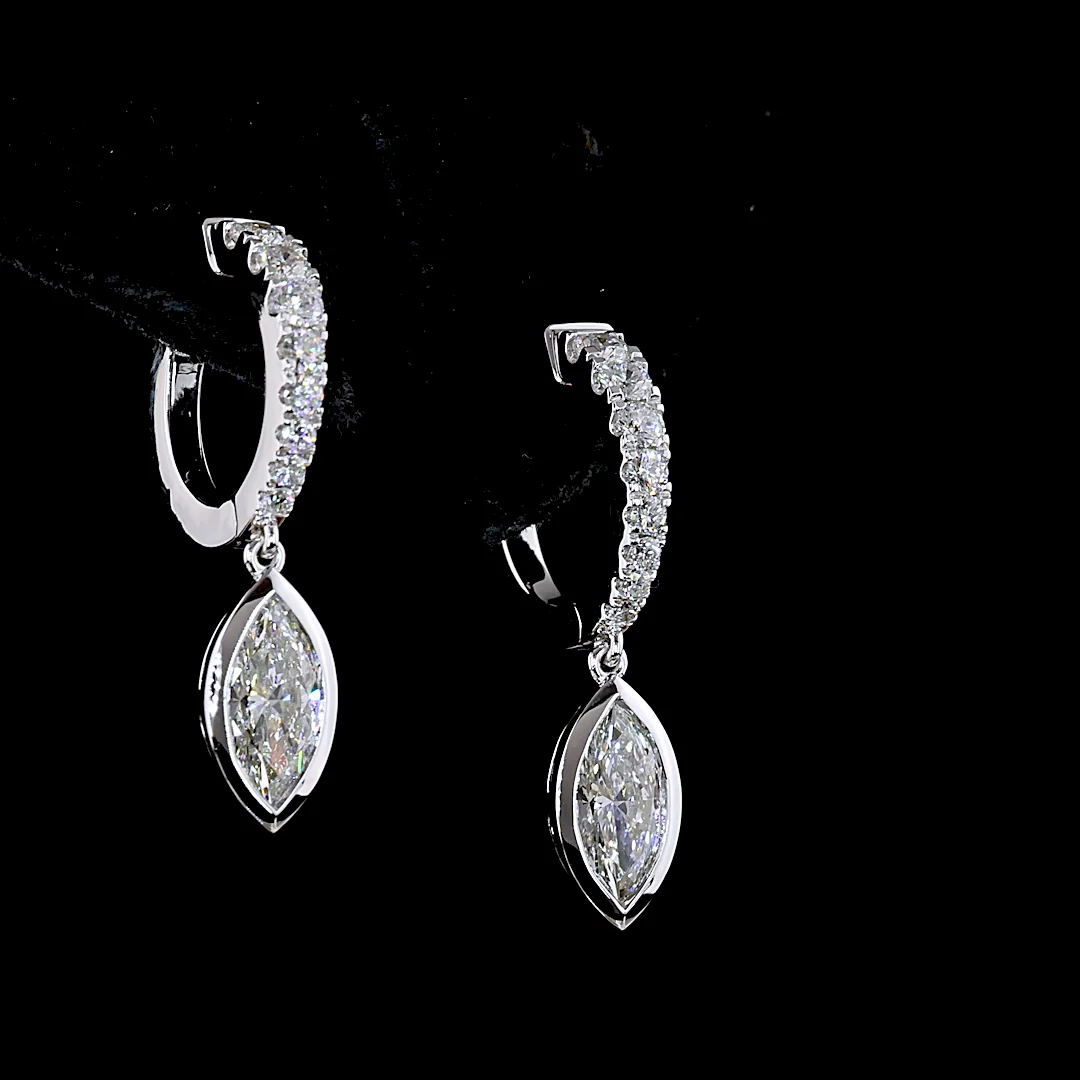 1.97 Cts 14k White Gold Mix Shape Hanging Earring - Image 4