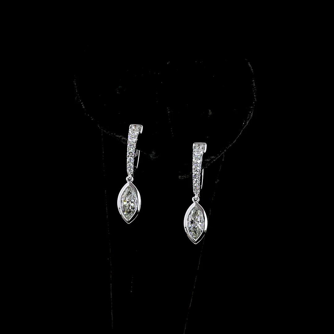 1.97 Cts 14k White Gold Mix Shape Hanging Earring - Video