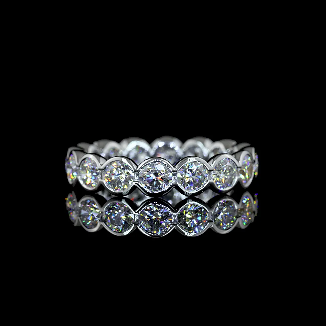 2.44 Cts 18k White Gold Round Shape Eternity Band Eternity Band - Video