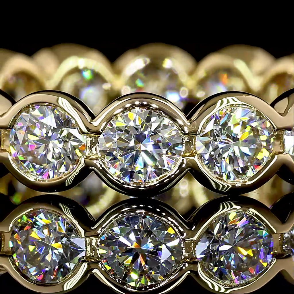 2.42 Cts 18k Yellow Gold Round Shape Eternity Band Eternity Band - Image 3