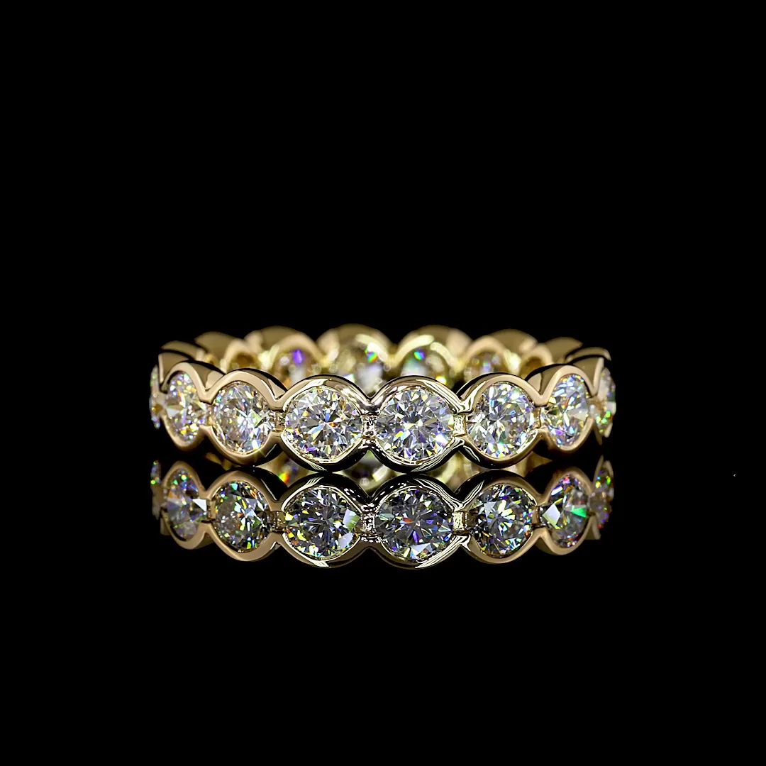 2.42 Cts 18k Yellow Gold Round Shape Eternity Band Eternity Band - Video