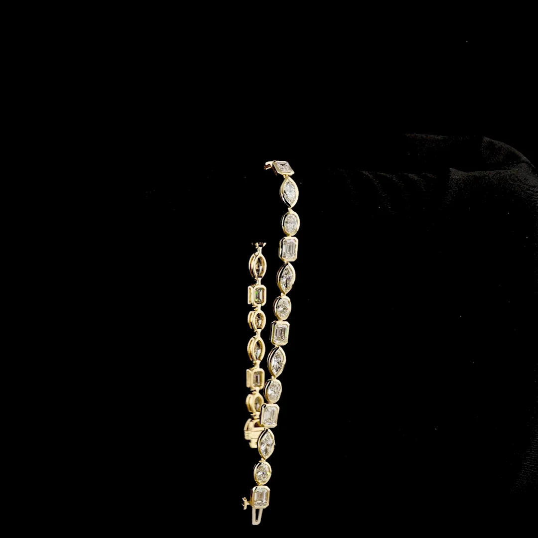 8.14 Cts 14k Yellow Gold Mix Shape Tennis Bracelet - Image 3