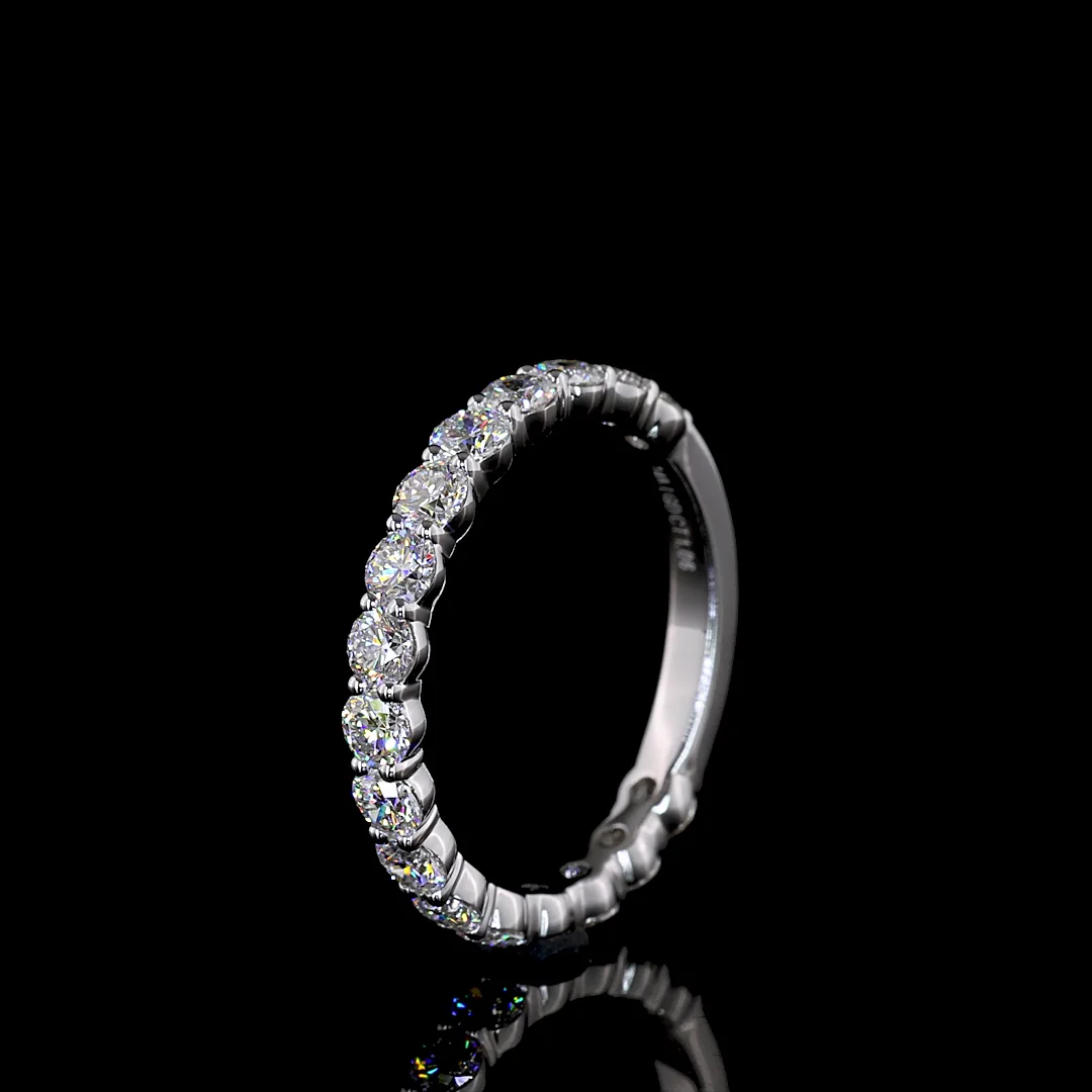 1.07 Cts 14k White Gold Round Shape 3/4 Band Eternity Band - Image 4
