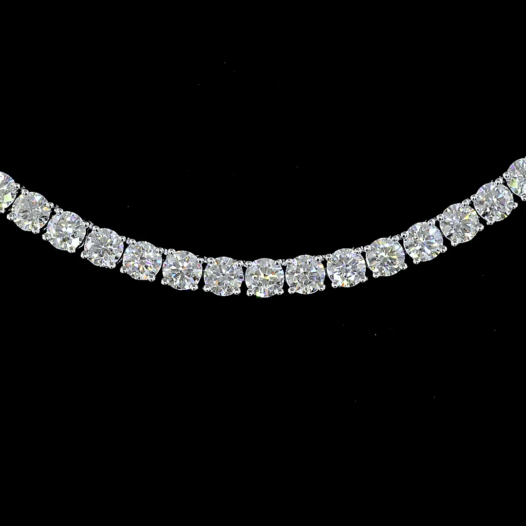 12.43 Cts 14k White Gold Round Shape Tennis Necklace - Image 3
