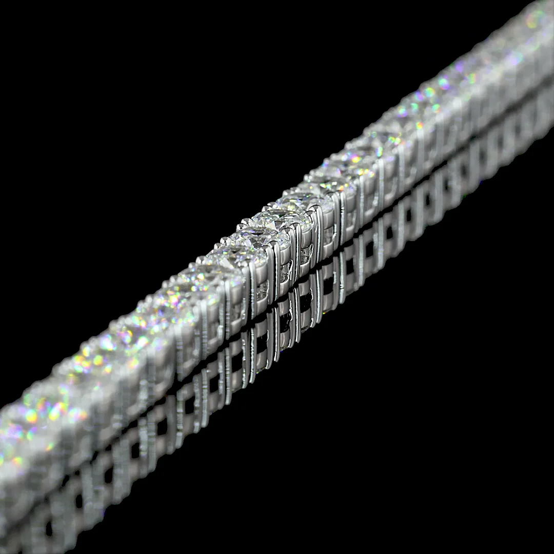 12.43 Cts 14k White Gold Round Shape Tennis Necklace - Image 4