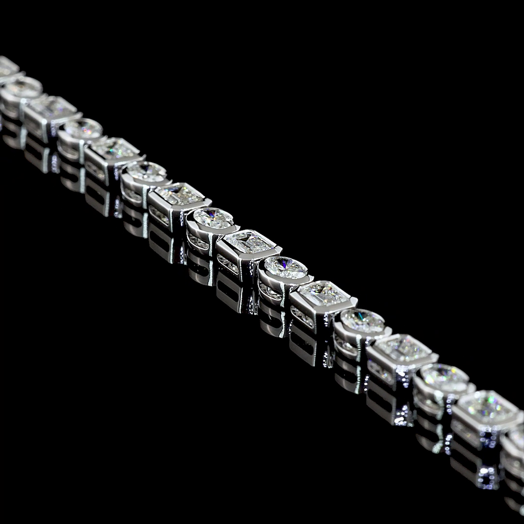4.93 Cts 14k White Gold Mix Shape Tennis Bracelet - Image 2