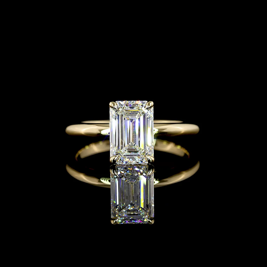 2.01 Cts 14k Yellow Gold Emerald Shape Solitaire Ring - Video