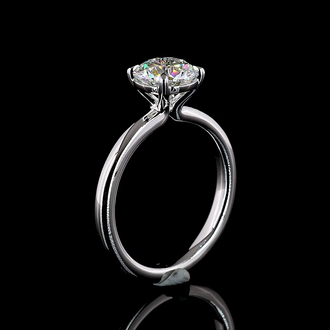 1.55 Cts 14k White Gold Round Shape Solitaire Ring - Image 4