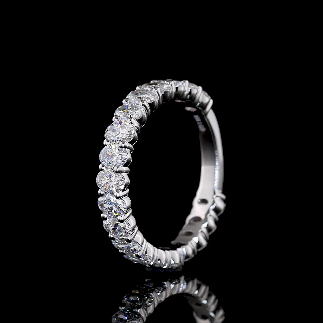 1.97 Cts 18k White Gold Oval Shape 3/4 Band Eternity Band - Image 4