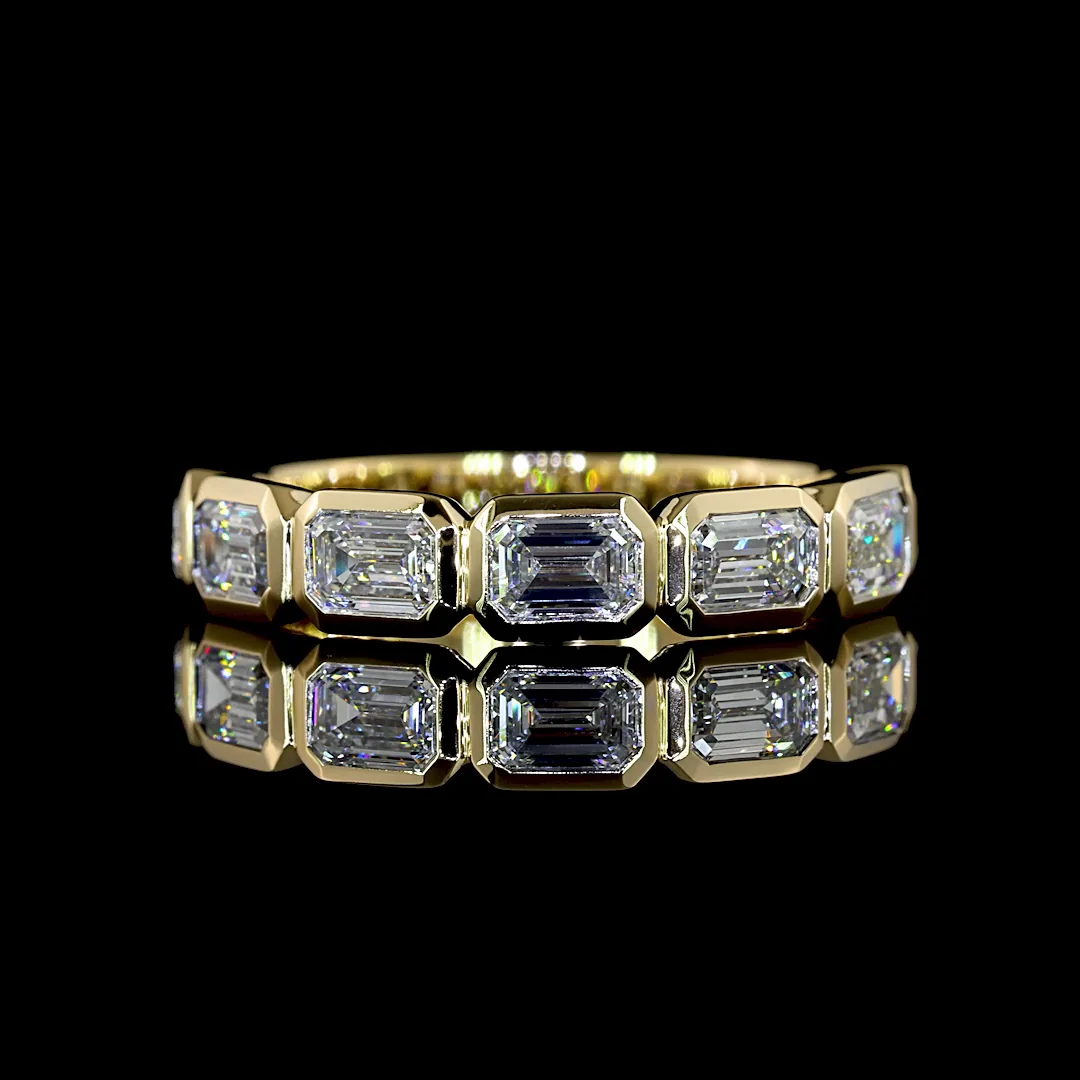 1.14 Cts 14k Yellow Gold Emerald Shape 7 Stones Eternity Band - Video