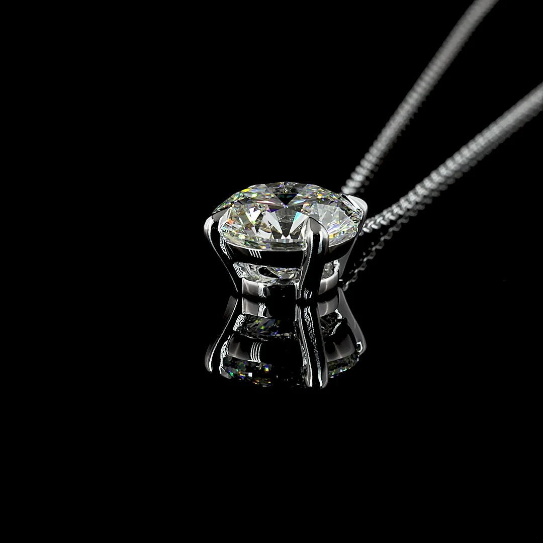 3.07 Cts 14k White Gold Round Shape Solitaire Pendant - Image 4