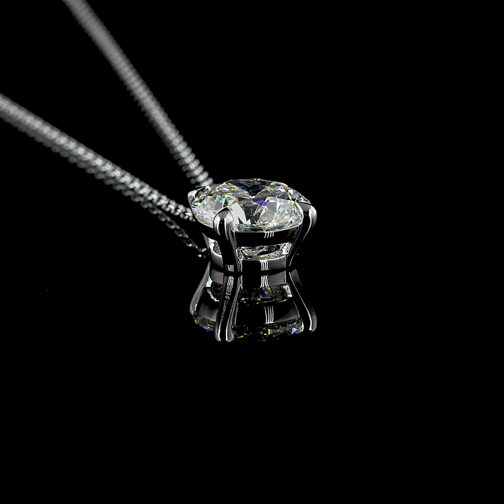 2.02 Cts 14k White Gold Round Shape Solitaire Pendant - Image 2