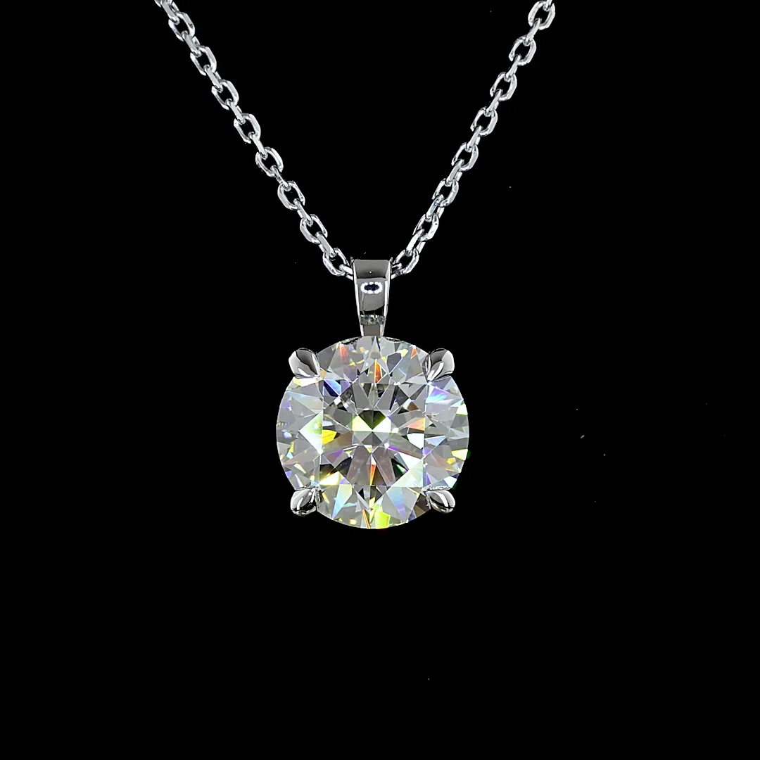 2.02 Cts 14k White Gold Round Shape Solitaire Pendant - Image 3