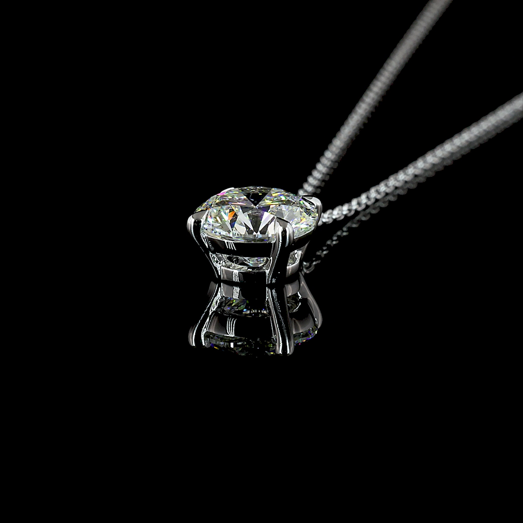 2.02 Cts 14k White Gold Round Shape Solitaire Pendant - Image 4