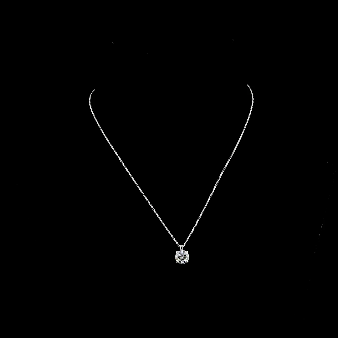 2.02 Cts 14k White Gold Round Shape Solitaire Pendant - Video (1)