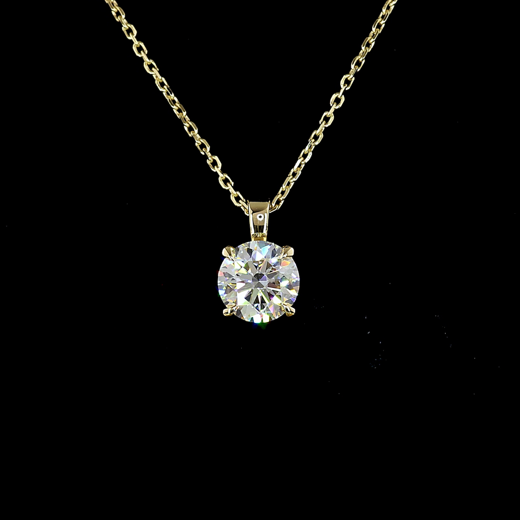 1.01 Cts 14k Yellow Gold Round Shape Solitaire Pendant - Image 3