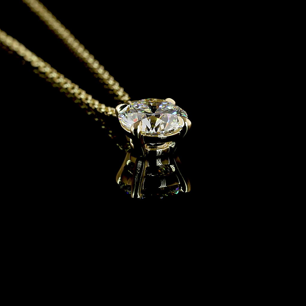 1 Cts 14k Yellow Gold Round Shape Pendant Pendant - Image 2