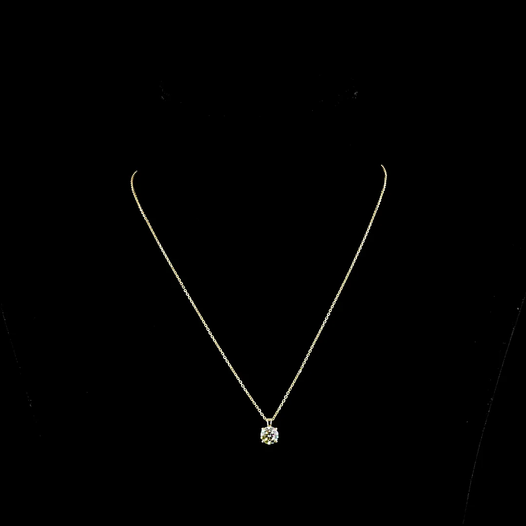 1 Cts 14k Yellow Gold Round Shape Pendant Pendant - Video (1)