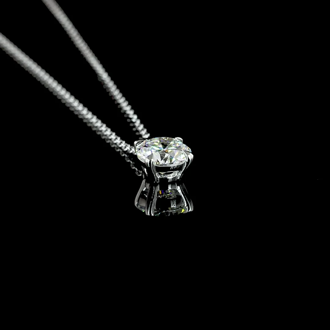 1.02 Cts 14k White Gold Round Shape Solitaire Pendant - Image 2 (4)