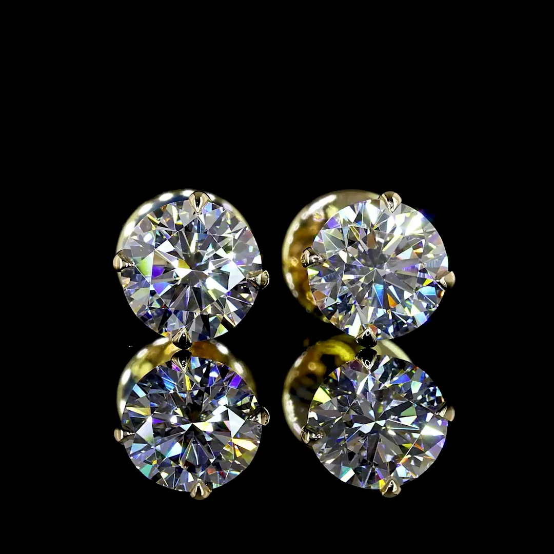 1.08 Cts 14k Yellow Gold Round Shape Studs Earring - Image 2