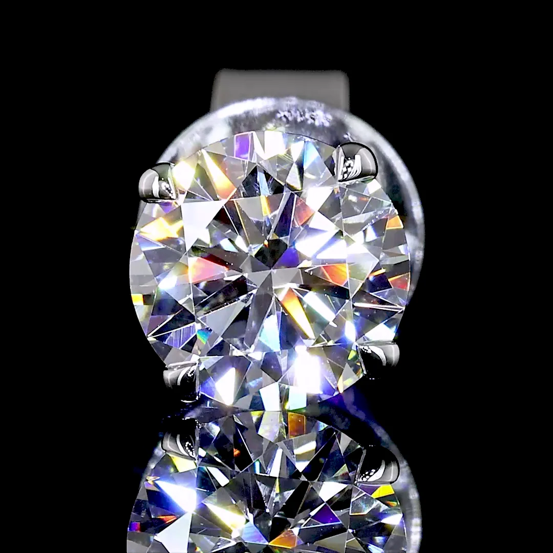 1.09 Cts 14k White Gold Round Shape Studs Earring - Image 3