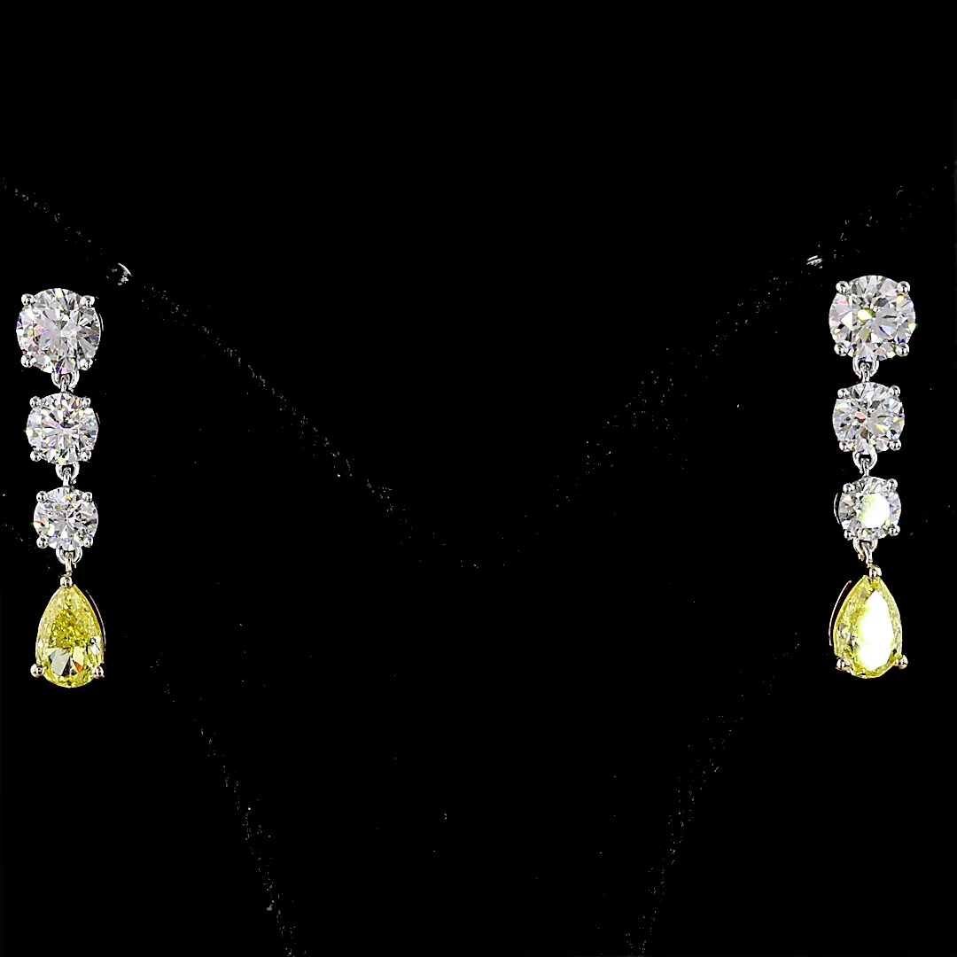 2.51 Cts 14k Two Tone Mix Shape Hanging Earring - Video
