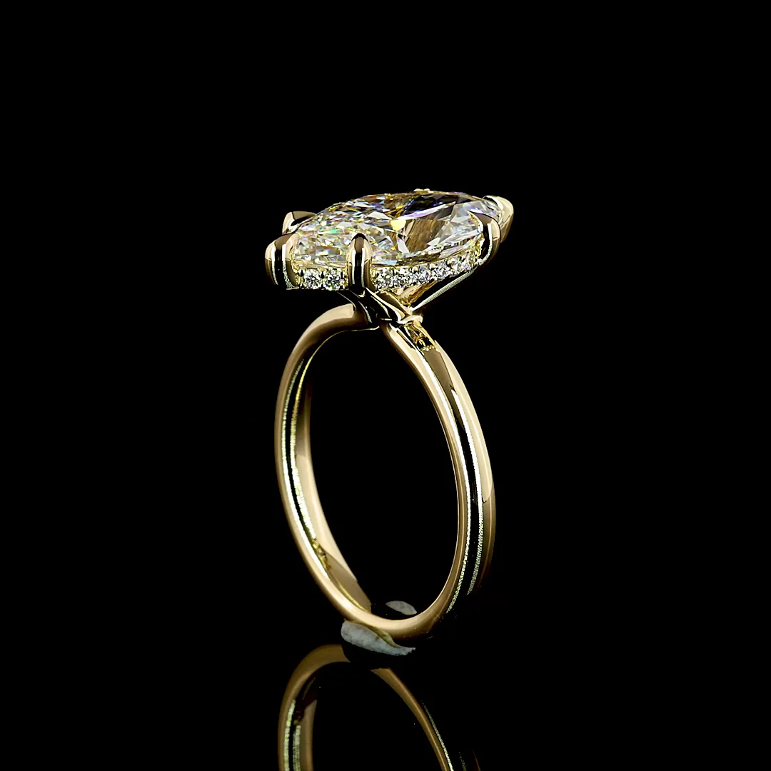 4.2 Cts 14k Yellow Gold Marquise Shape Hidden Halo Ring - Image 2