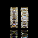 3.26 Cts 14k Yellow Gold Emerald Shape Huggies Earring - Video