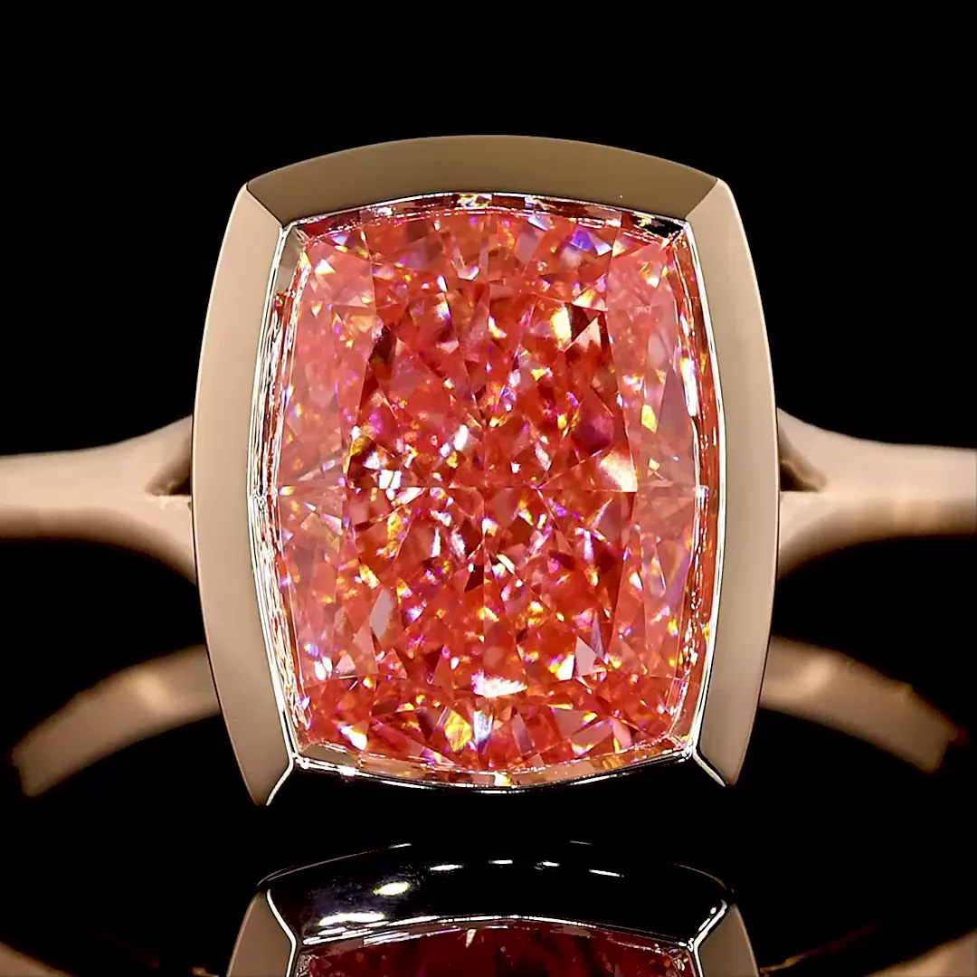 3.13 Cts 14k Rose Gold Cushion Shape Special Ring - Image 3