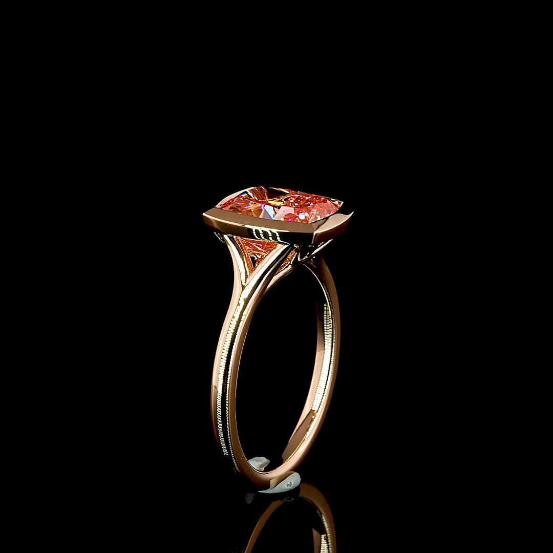 3.13 Cts 14k Rose Gold Cushion Shape Special Ring - Image 4