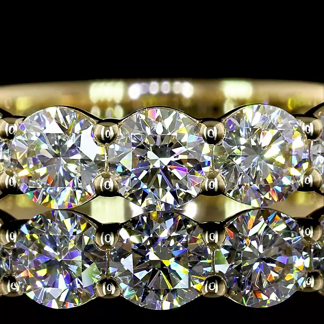 1.81 Cts 14k Yellow Gold Round Shape 3/4 Band Eternity Band - Image 3