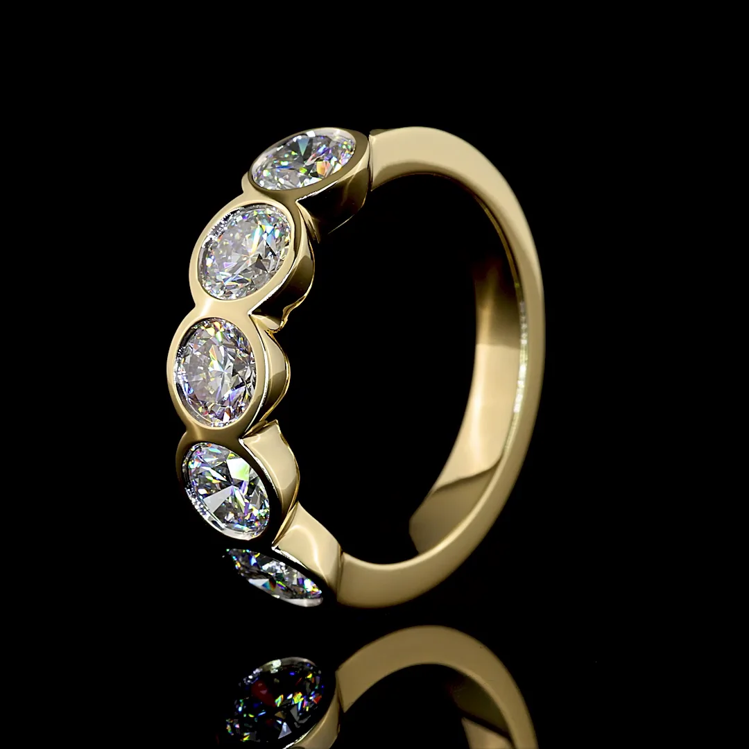 2 Cts 14k Yellow Gold Round Shape 5 Stones Eternity Band - Image 4