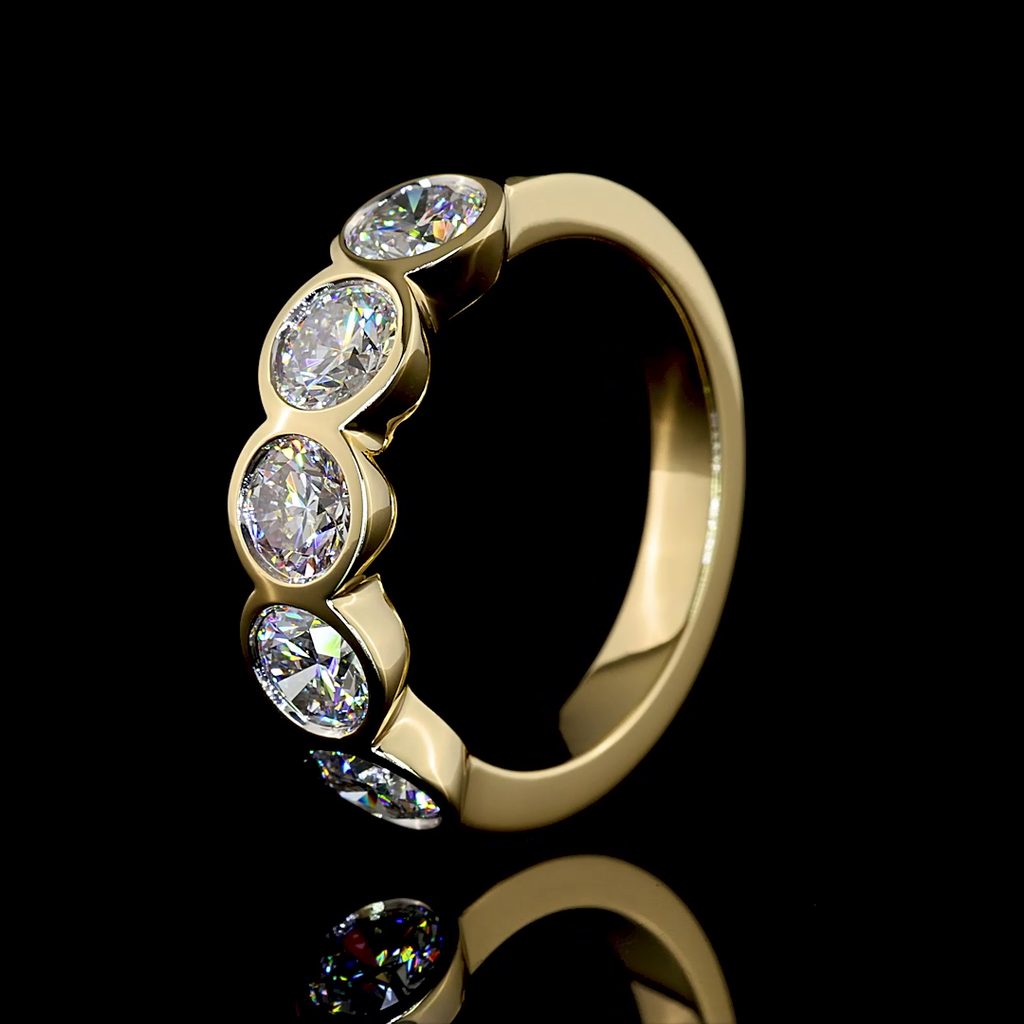 2 Cts 14k Yellow Gold Round Shape 5 Stones Eternity Band - Image 4