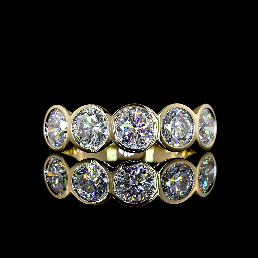 2 Cts 14k Yellow Gold Round Shape 5 Stones Eternity Band - Video