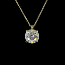 3.04 Cts 14k Yellow Gold Round Shape Solitaire Pendant - Image 3