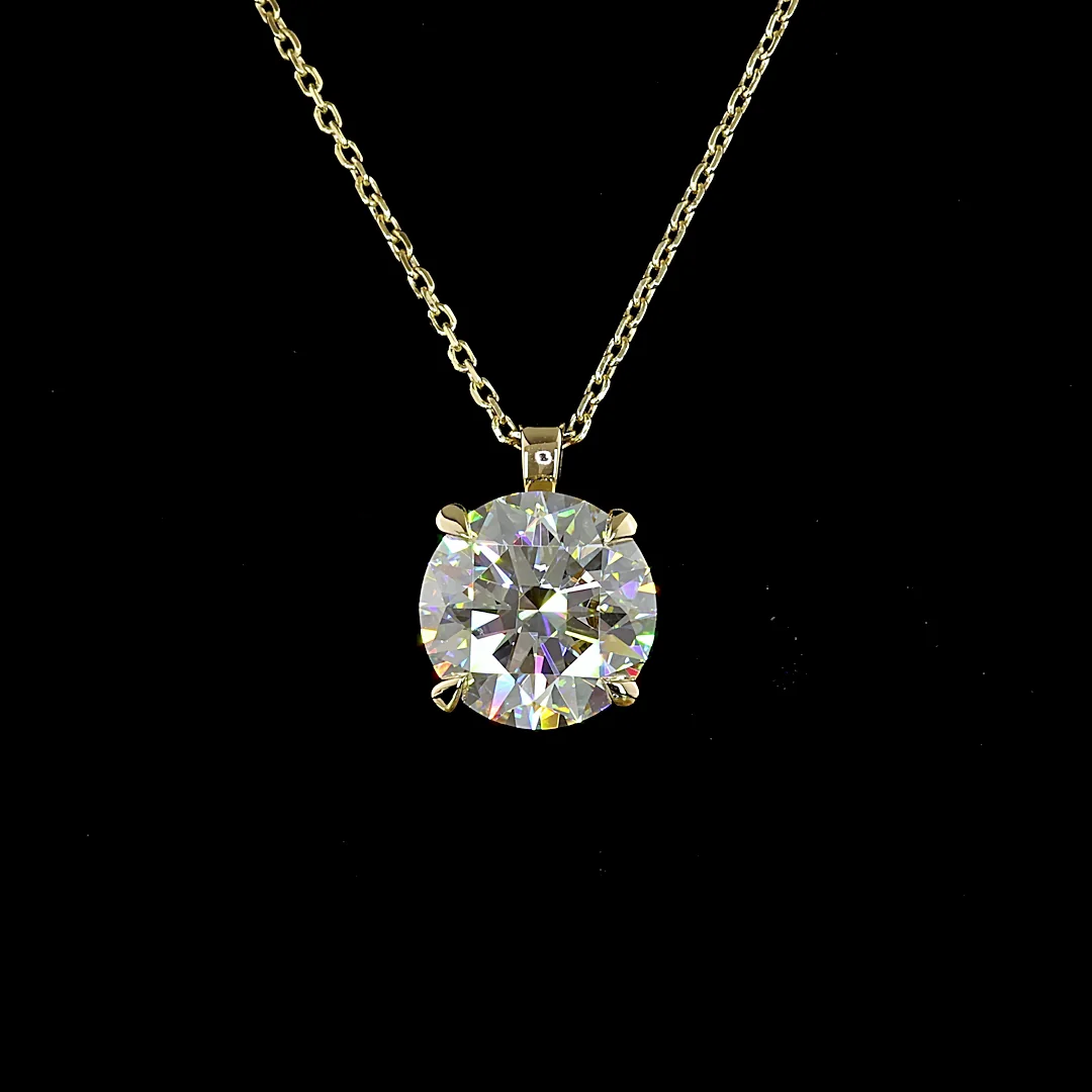 3.04 Cts 14k Yellow Gold Round Shape Solitaire Pendant - Image 3