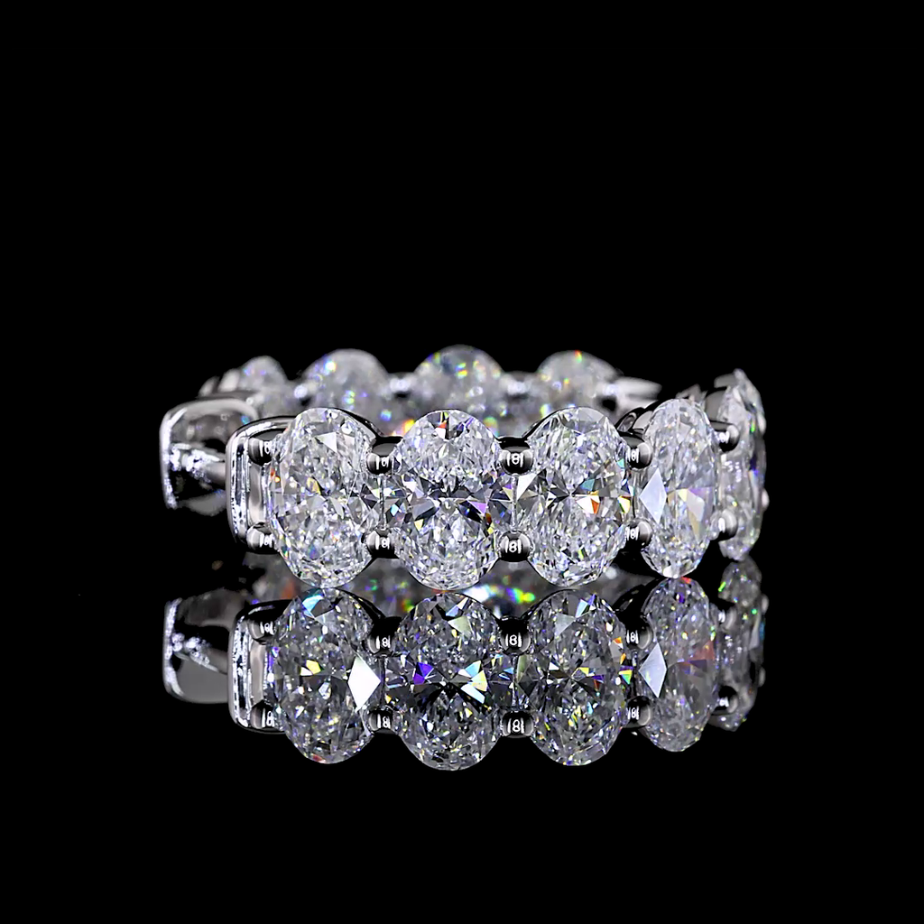 6.18 Cts 14k White Gold Oval Shape Huggies Earring - Image 4