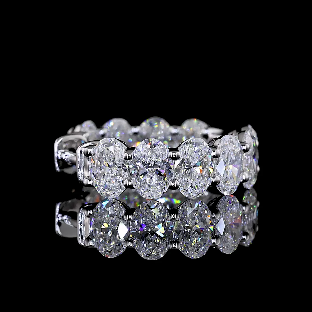 6.18 Cts 14k White Gold Oval Shape Huggies Earring - Image 4